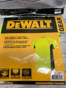 lot 132 image: DeWalt High Visibility UV 50 Shirt Size Large