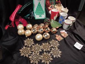 lot 12 image: Christmas Cups, Ornaments, and More
