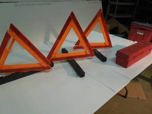 lot 28 image: Strato Flare - Roadside Reflective Emergency Triangles, and box