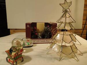 lot 88 image: Water Globes, Tree Candle, Candle Ring