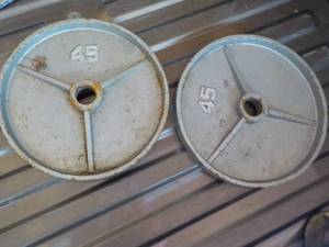 lot 7 image: 2 -45 lb. Weights...