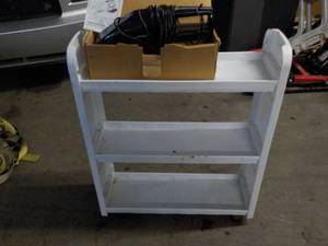 lot 17 image: 3 Shelf Plastic Storage and Oreck A...