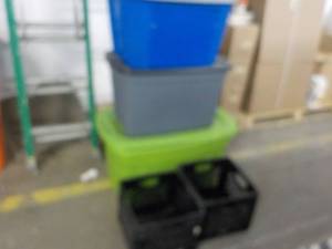 lot 109 image: 5 Totes- 3 with lids...