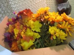 Box Full f Fake Fall Flower and Lea...