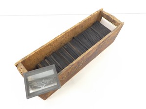 lot 27 image: Antique Box of 150 Antique 3.25 x 4&nbspMagic Lantern&nbspGlass Photo Slides
