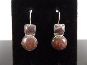 lot 73 image: .925 Sterling Silver Jasper Hook Earrings