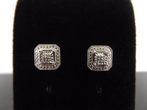 lot 80 image: .925 Sterling Silver Diamond Accented Post Earrings