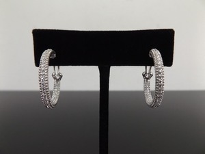 lot 81 image: NEW .925 Sterling Silver JUDITH RIPKA Crystal Hoop Clip Earrings