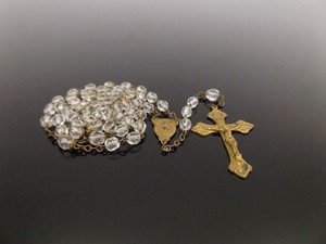 lot 88 image: Antique Brass Crystal Rosary