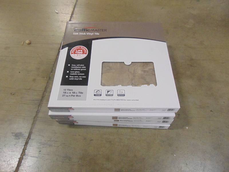 lot 69 image: Trafficmaster Chestnut Blended Slate 18 in. x 18 in. Peel and Stick Vinyl Tile (27 sq. ft.  case) - 4 Cases Total