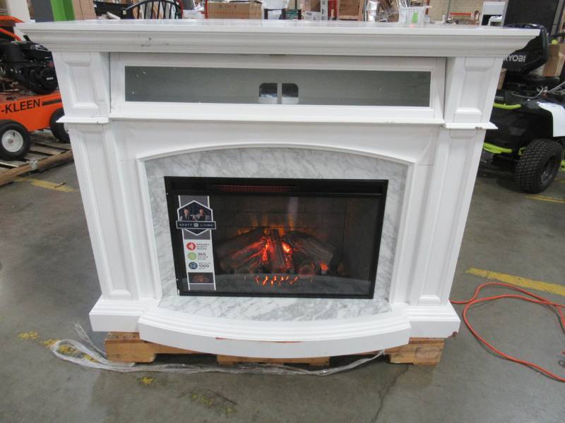 Scott Living 55.5-in W White Infrared Quartz Electric Fireplace  1267FM-28-201 - Scratched and Chipped. | MN HOME OUTLET BURNSVILLE #116-  SATURDAY PICK UP ONLY! 10:00AM - 2:00PM NO EXCEPTIONS!!!! | K-BID