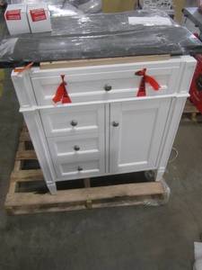 lot 99 image: James Martin Vanities Brittany 30 in. W Single Vanity in Cottage White - Cabinet Only 650V30CWH3CAR