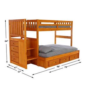 lot 245 image: Discovery World Furniture Twin Over Full Staircase Bunk Bed with 3 Drawers, 2114TF3D - Maybe Missing Some Parts