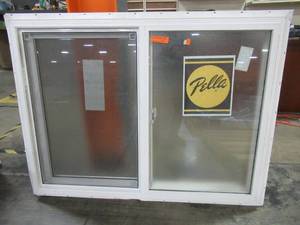 lot 202 image: Pella Approximately 48 X 36 X 4 916 ThermaStar Sliding Window High Altitude Vinyl Iced Insulated Glass White with Screen