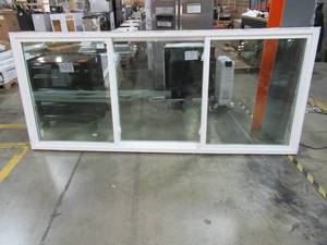 lot 205 image: Pella Approximately 43 34 X 102 X 4 916 ThermaStar 3 Panel Sliding Window Vinyl Clear Insulated Glass White No Screen