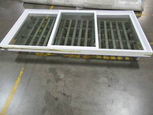 lot 206 image: Pella Approximately 51 34 X 102 X 4 916 ThermaStar 3 Panel Sliding Window Vinyl Clear Insulated Glass White No Screen