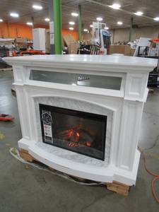 lot 3 image: Scott Living 55.5-in W White Infrared Quartz Electric Fireplace 1267FM-28-201 - Scratched and Chipped.