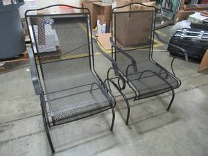 lot 238 image: 2 Hampton Bay, Jackson Collection, Wrought Iron Patio Rocking Motion Chairs.