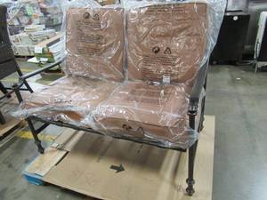 lot 243 image: Hampton Bay Niles Park Deep Seating Patio Loveseat with Cashew Cushions - New Out of Box