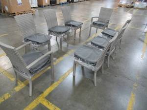 lot 244 image: RST Brands WickerResin Patio Dining Chair Set of 8, in Slate Grey - New Out of Box.