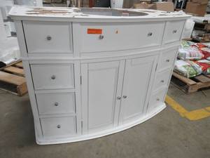 lot 246 image: Hampton Harbor 45 in. W x 22 in. D Bath Vanity Cabinet in White - Missing Top, Some Small ScratchesDents