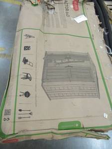 lot 266 image: Keter Factor 6 ft. x 3 ft. Outdoor Storage Shed 213040 - Damaged For Parts Only.
