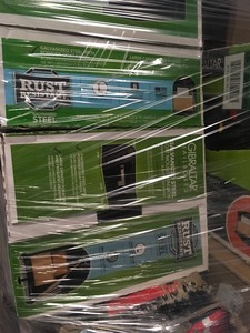 Pallet of tools, mailboxes, small housewares and lighting - Customer Returns, Overstock, open boxes in conditions that range from fair to in like new condition Retail Value over $1000  Brands Makita ,Husky, Ryobi, Gibraltar, Ridgid, Hampton and more