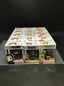 lot 26 image: HUGE Lot of Pop Marvel, Heros, Guardians of the Galaxy Figures- Holiday Dancing Groot (5), Groot (5) and Wonder Woman (5)