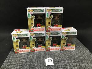 lot 27 image: Lot of 6 Pop Marvel Guardians of the Galaxy- Holiday Dancing Groot 101 - Collectibles - Lot of 6