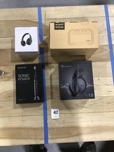 lot 47 image: Electronics Mixed Lot - Suaoki Portable Solar Generator, Ellesye Sonic Power Toothbrush, LetsCom H10 Bluetooth Headphones, NUBWO N12 Black Headphones