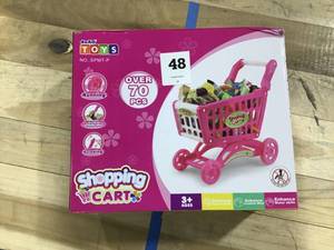 lot 48 image: DeAO Toys Pink Shopping Cart 70pc. Childrens Grocery Cart
