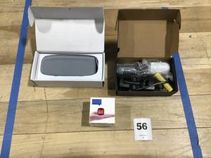 lot 56 image: Lot of 3 Electronics-Outlite Rechargable LED Flachlight, Lenrue Wireless Speaker, Diampond Smart LED Wireless Speaker