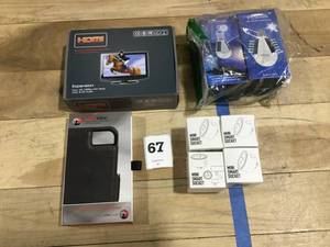 lot 67 image: Mixed Lot of 4- (X4) Alexa Integrated Mini Smart Socket, ThruView iPhone Wallet Case, Expansion HD Multimedia Interface, (X2) Flyhoom LED Solar Light Blue