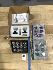 lot 69 image: Mixed Lot-Bino 12PK Cabinet Knobs, Bino 11PCS Crystal Drawer Knobs, Shiny Handles Backseat 2-38