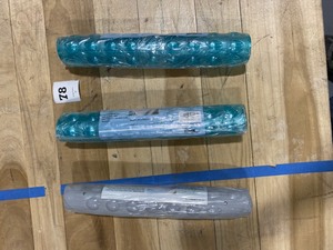lot 78 image: Lot of 3 Bath Mats- all 3 are 16 x 39  - 2 aqua and one grey, individually packaged
