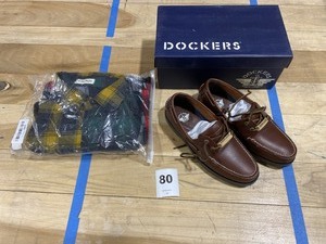 lot 80 image: Dockers Castaway Casual Shoes 7.5M & ErLuoShiJia Size M Flannel Button-up
