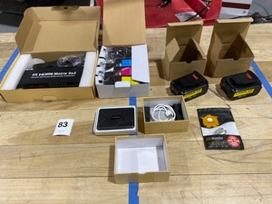 lot 83 image: TechElectronics Mixed Lot- (1) LED Monster 2-pack White Dome Lights, (1) SGEYR 4K HDMI Matrix 6x2 Audio Extractor, (1) GPS Tracker 118150, (2) VANON Power Tools Battery Lithium Ion 6.0Ah 20V Max, (1) Do It Wiser Compatible InkToner 4 pack