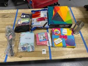 lot 95 image: Huge Resellers Lot - Vacuum Space Bags, Do-it-Wiser Printer Toner, Jiga Watt Electrical Butt Connector Kit, Carpal Tunnel sling, Womens Wallet, Grill Brush, Pink Magic Cloth Scrub, Birthday Decoration kit, Birthday Party Crafting Kit