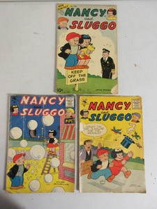 lot 451 image: NANCY AND SLUGGO COMICS THREE ISSUES 1954, 1955, 1956