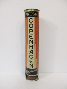lot 51 image: Vintage Wall Hanging General Store COPENHAGEN Advertising Tobacco Tin Dispenser