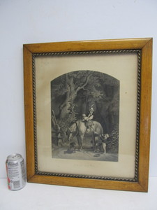 lot 70 image: Framed Antique 19th Century Engraving Print - Help Me Up