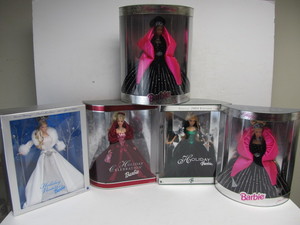 lot 80 image: Lot of 5 Mint In Box Holiday Barbies
