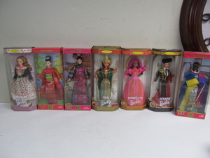 lot 81 image: Lot of 7 Dolls of The World Barbie Dolls