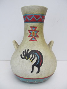 lot 96 image: Native American Style Kokopelli Hand Painted Vase