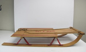 lot 160 image: Vintage SKI FLYER Wooden Snow Sled