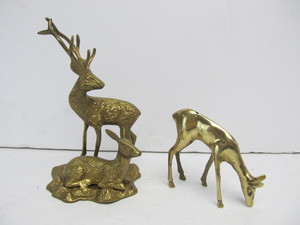 lot 164 image: Solid Brass Deer Statues