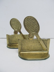 lot 165 image: Solid Brass TENNIS Racket Bookends