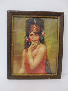 lot 102 image: Vintage 1920s Framed Flapper Girl Pinup Print