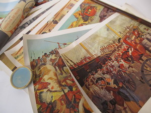 lot 132 image: Complete Set of 8 Vintage Americana Art Prints by The American Oil Company