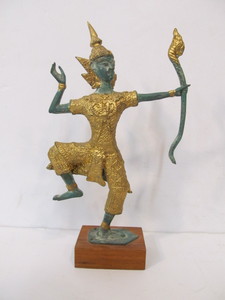 lot 133 image: Vintage Gilt Cast Metal Deity Figure Statue